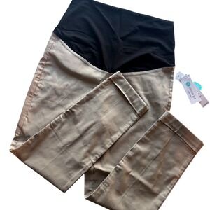 Tribal Fia Maternity Cuffed Straight Trousers Khaki Tan Size 10 Stitch Fix NWT